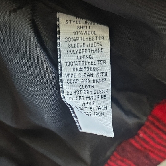 Ci Sono - Women's Red And Black Plaid Wool And Faux Leather Jacket - Size Medium - Picture 5 of 6